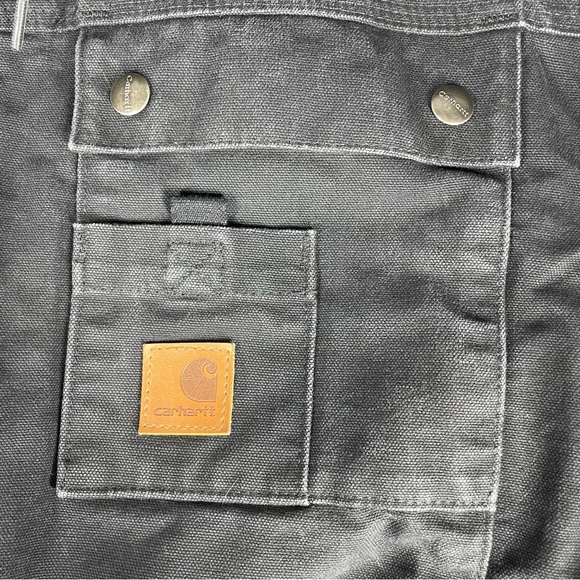 Carhartt Sandstone Hooded Multi-Pocket Jacket Sherpa Lined Mens Large L Black - Picture 4 of 6